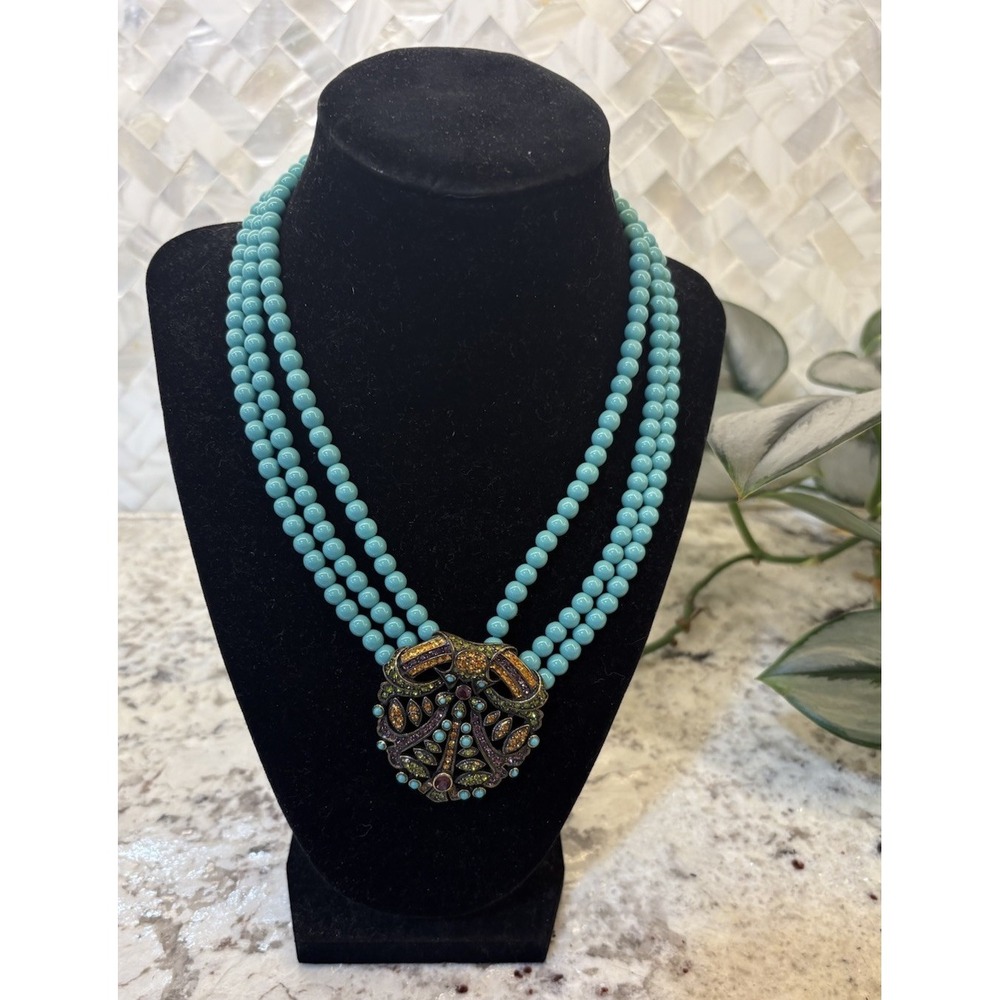 Heidi Daus Turquoise-Style‎ Bead Statement Pendant Necklace Art Nouveau